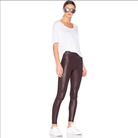 Spanx Faux Leather Leggings in Color Wine - Picture 4 of 6